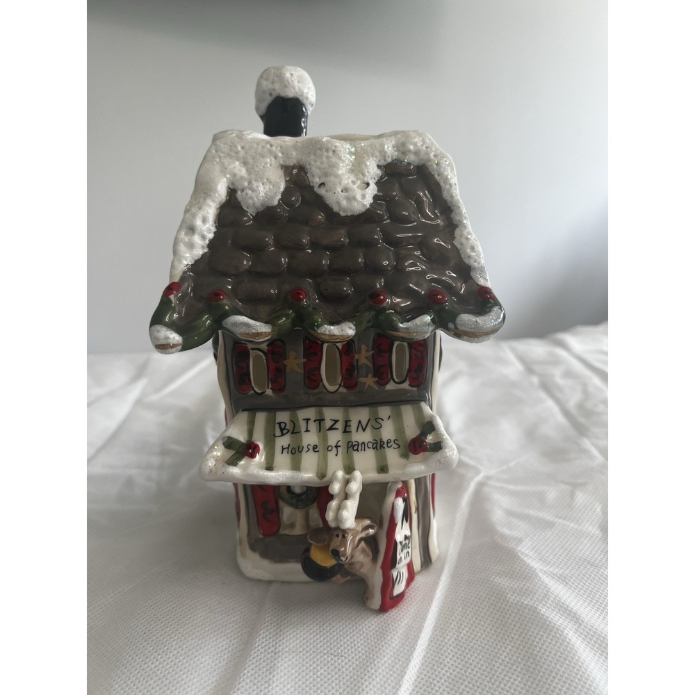 Blue Sky Clayworks Christmas Tealight Holder Blitzen's House of Pancakes 2009